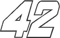 42 Race Number Decal / Sticker OUTLINE