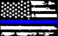 Weathered Thin Blue Line American Flag Decal / Sticker 97