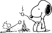 Snoopy and Woodstock Around Campfire Decal / Sticker 01