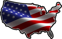 American Flag USA Map Decal / Sticker 108