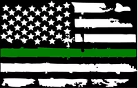 Thin Green Line American Flag Decal / Sticker 101