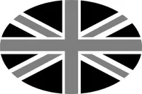 Great Britain Union Jack Flag Grayscale Oval Decal / Sticker 10