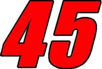 45 Race Number 2 Color Impact Font Decal / Sticker
