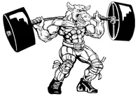 Weightlifting Bull Mascot Decal / Sticker 6