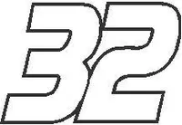 32 Race Number Decal / Sticker OUTLINE