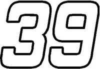 39 Race Number Hemihead Font Decal / Sticker