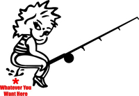 Z1 Pee On Girl Fishing Decal / Sticker - Girl 01