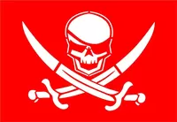 Red Jolly Roger Flag Decal / Sticker 03