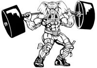 Weightlifting Elephants Mascot Decal / Sticker 7