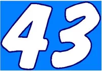 43 Race Number 2 Color Dawncastle Font Decal / Sticker