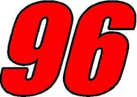 96 Race Number 2 Color Impact Font Decal / Sticker