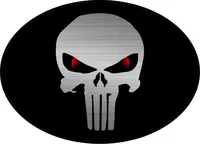 Brushed Red Eyed Punisher Oval Decal / Sticker 163
