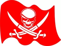 Red Jolly Roger Flag Decal / Sticker 02
