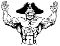 Weightlifting Pirates Mascot Decal / Sticker 1