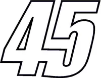 45 Race Number Decal / Sticker OUTLINE