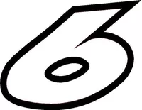 6 Race Number Decal / Sticker OUTLINE