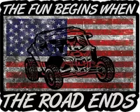 The Fun Begins When The Road Ends American Flag Decal / Sticker 01