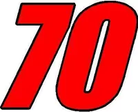 70 Race Number 2 Color Impact Font Decal / Sticker