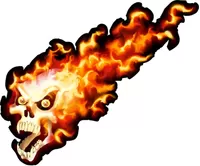 True Fire Orange Flaming Skull Decal / Sticker