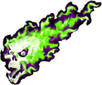 Green and Purple Flaming Skull Decal / Sticker