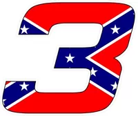 Confederate Flag 3 Race Number Hemihead Font Decal / Sticker 2