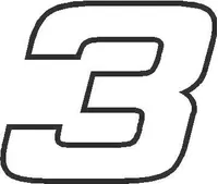 3 Race Number Hemihead Font Decal / Sticker