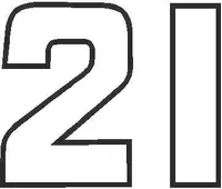 21B Race Number Outline Decal / Sticker