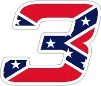 Confederate Flag 3 Race Number Hemihead Font Decal / Sticker