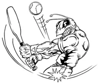 Baseball Batter Hornet, Yellow Jacket, Bee Mascot Decal / Sticker 07