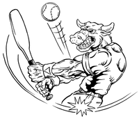 Baseball Bull Mascot Decal / Sticker 04