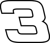 3 Race Number Hemihead Font Decal / Sticker c