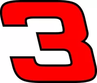 3 Race Number Hemihead Font 2 Color Decal / Sticker d