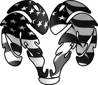 Black and White American Flag Ram Decal / Sticker 50