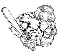 Baseball Buffalo Mascot Decal / Sticker ba5