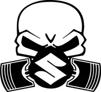 Suzuki Piston Gas Mask Skull Decal / Sticker 04