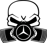 Mercedes Piston Gas Mask Skull Decal / Sticker 06