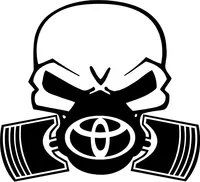 Toyota Piston Gas Mask Skull Decal / Sticker 03