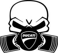 Ducati Piston Gas Mask Skul Decal / Sticker 27
