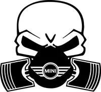 Mini Cooper Piston Gas Mask Skull Decal / Sticker 05