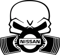 Nissan Piston Gas Mask Skull Decal / Sticker 01