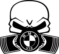 BMW V10 Piston Gas Mask Skull Decal / Sticker 36