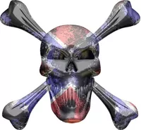 Confederate Flag Skull and Cross Bones Decal / Sticker 09