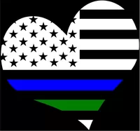 Thin Blue/Green Line Flag Heart Decal / Sticker 20