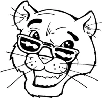 Cougars / Panthers Mascot Decal / Sticker with Sunglasses