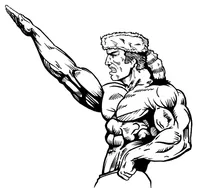 Weightlifting Frontiersman Mascot Decal / Sticker 2