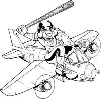 Baseball Bear on Airplane Mascot Decal / Sticker