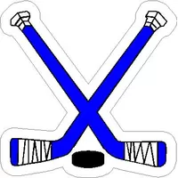 Blue Crossed Hockey Sticks and Puck Decal / Sticker
