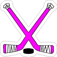Pink Crossed Hockey Sticks and Puck Decal / Sticker