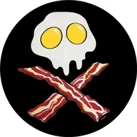 Bacon and Eggs Skull and Cross Bones Circular Decal / Sticker 02