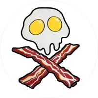 Bacon and Eggs Skull and Cross Bones Circular Decal / Sticker 03